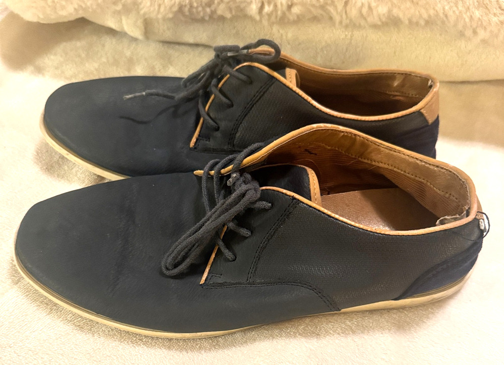 Aldo Men’s Size 7 Shoes Navy‎ Blue Leather Lace Up Sneakers Casual
